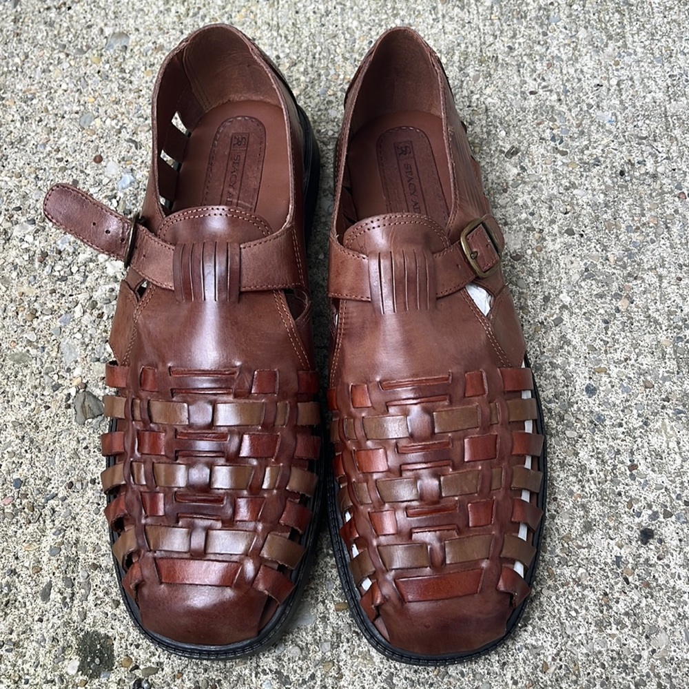 Men’s Brown Stacy Adams leather woven sandals Size 11m